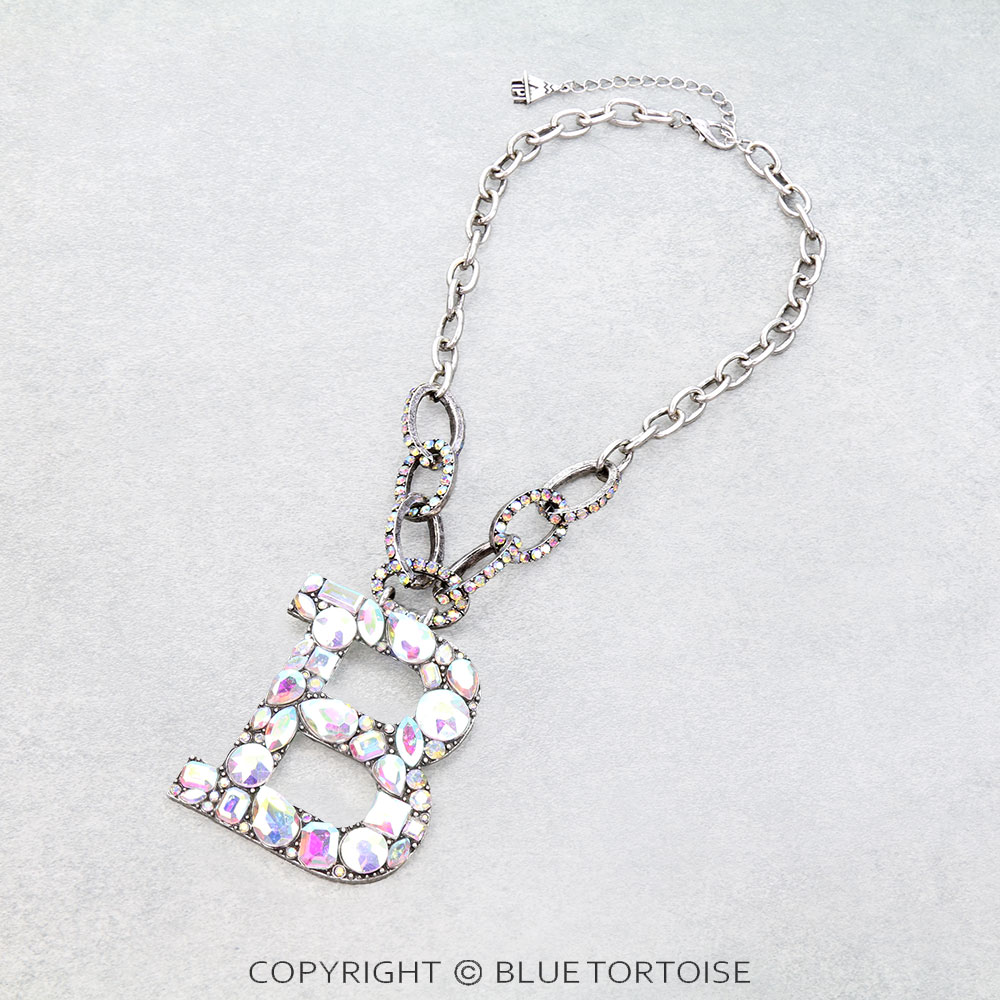Western Large Initial AB Chain Necklace