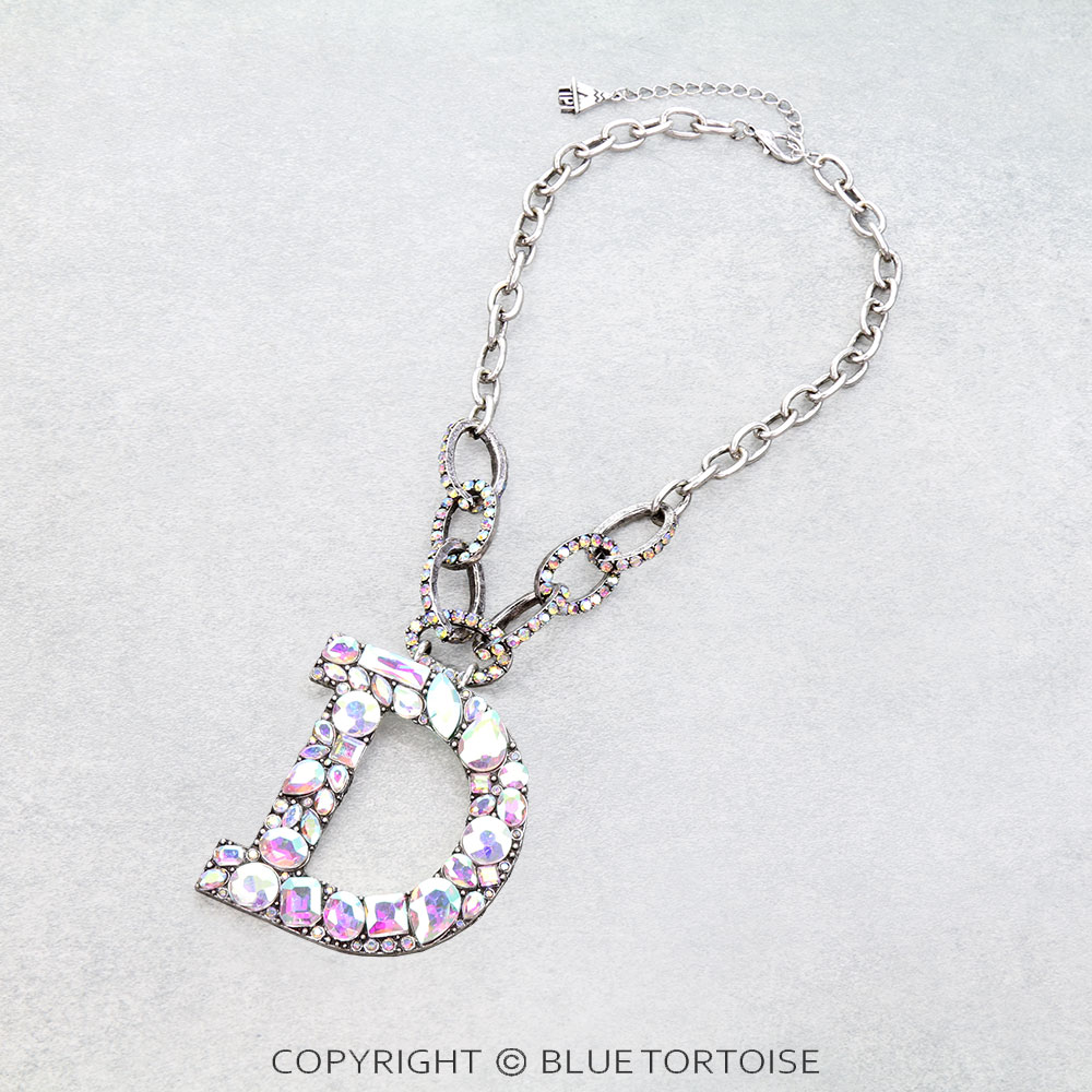 Western Large Initial AB Chain Necklace