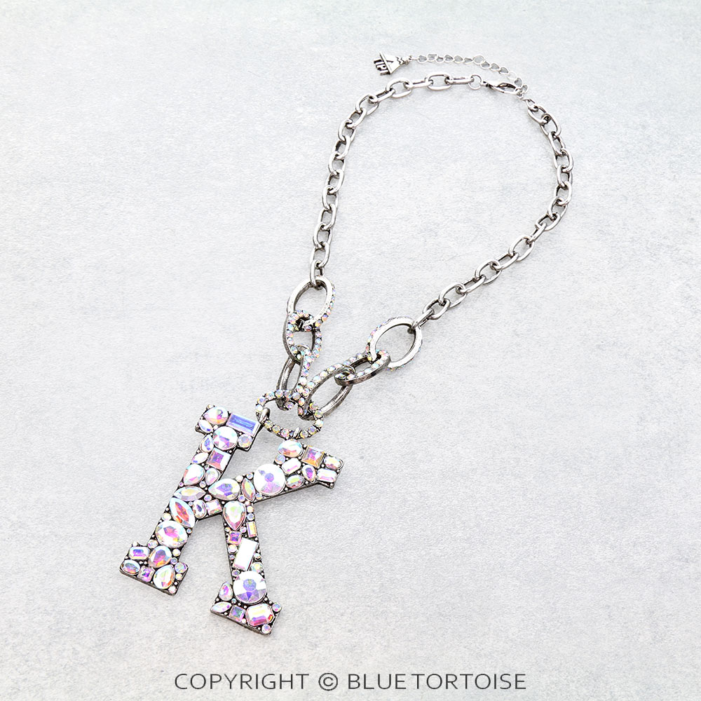 Western Large Initial AB Chain Necklace