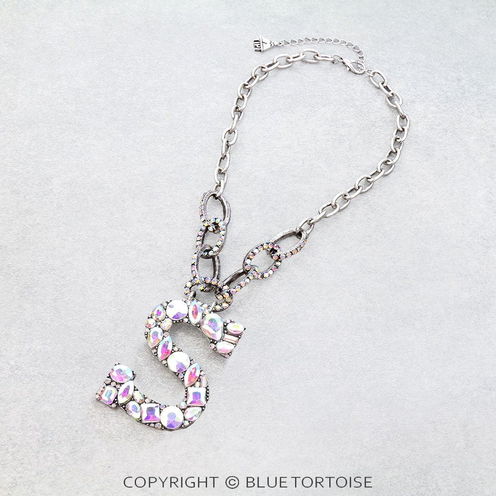 Western Large Initial AB Chain Necklace