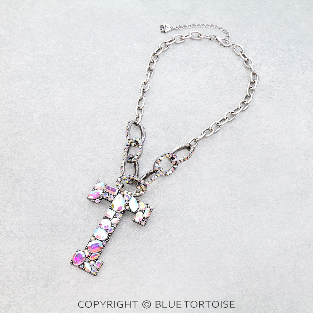 Western Large Initial AB Chain Necklace