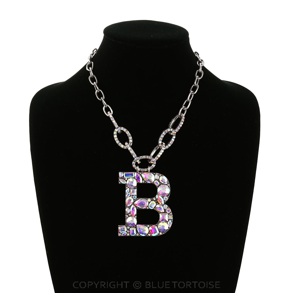 Western Large Initial AB Chain Necklace - Image 2