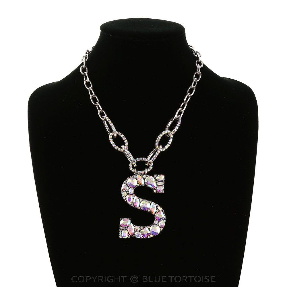 Western Large Initial AB Chain Necklace - Image 2