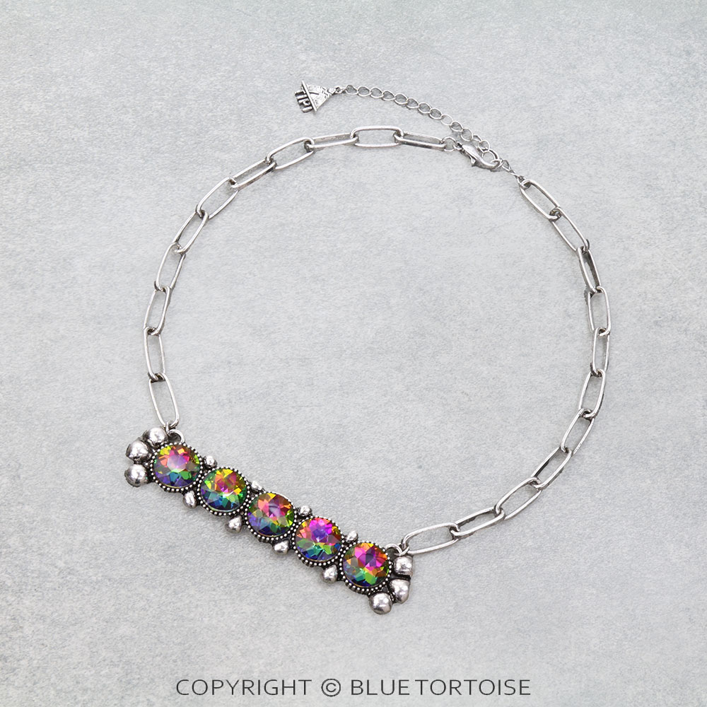 Western Round Stone Plate Necklace
