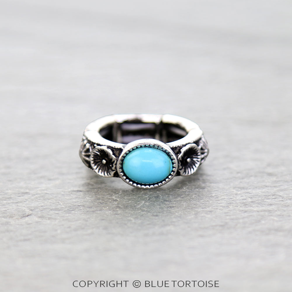 Western Flower Stone Stretch Ring