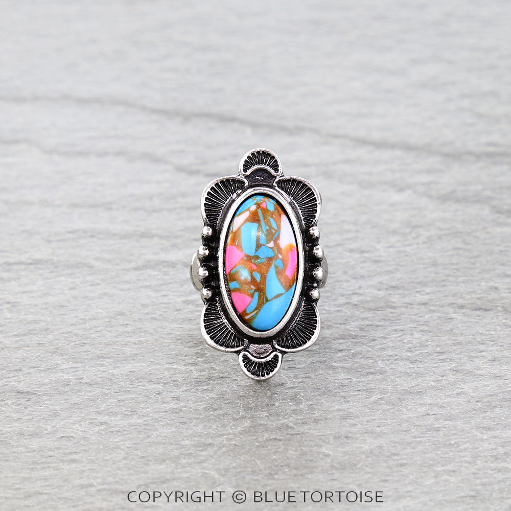 Western Oval Stone Stretch Ring
