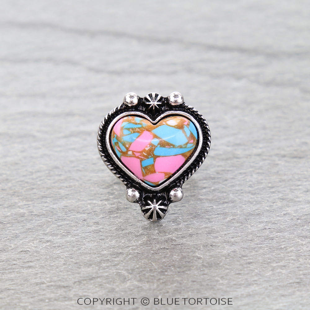 Western Heart Stone Stretch Ring